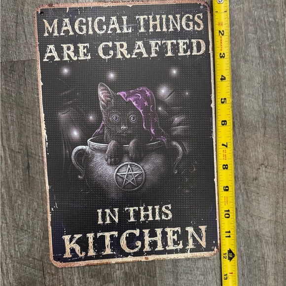 Witchy Kitchen Sign Cats Goth Spooky Quirky Wall Art Metal - Picture 2 of 4